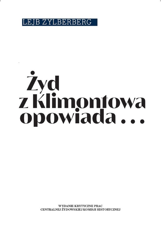 okładka ŻYD Z KLIMONTOWA OPOWIADA... ebook | epub, mobi, pdf | Lejb Zylberberg