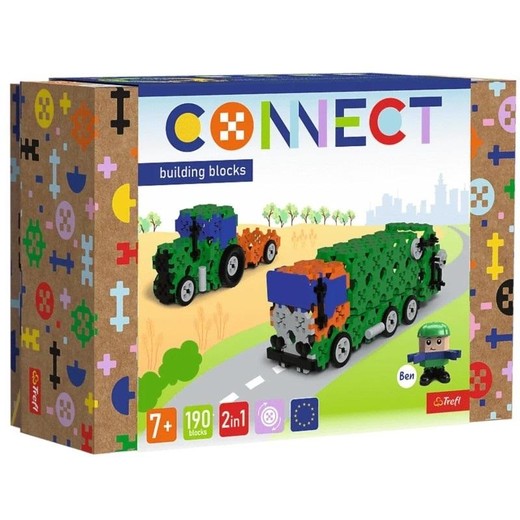 okładka Klocki Connect - Śmieciarka / Traktor M TREFL książka