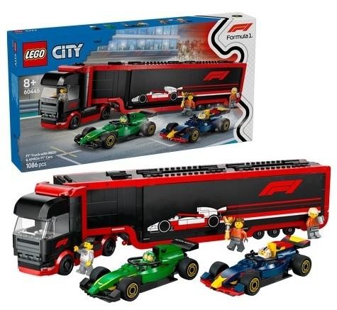 okładka LEGO(R) CITY 60445 Ciężarówka z bolidami RB20 i AMR2 książka