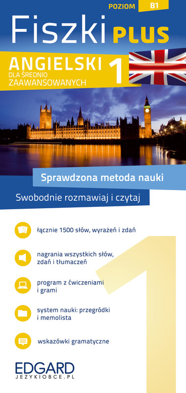 okładka Angielski Fiszki PLUS dla średnio zaawansowanych 1 książka | Opracowanie zbiorowe