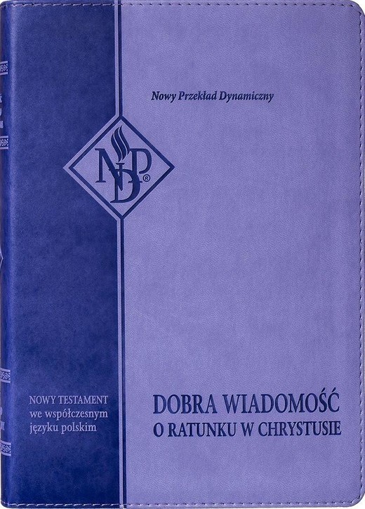 okładka Nowy Testament NPD, fioletowa z paginatorami książka | Praca Zbiorowa