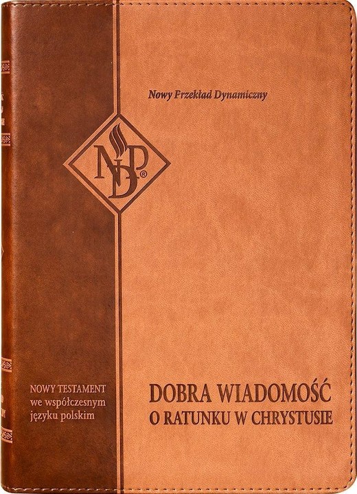 okładka Nowy Testament NPD, karmelowa z paginatorami książka | praca zbiorwa