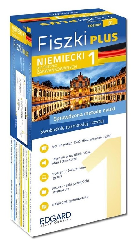 okładka Niemiecki Fiszki PLUS dla średnio zaawansowanych 1 książka