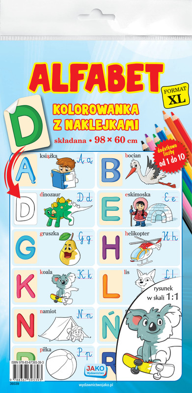 okładka Kolorowanka XL z naklejkami Alfabet książka | Praca Zbiorowa