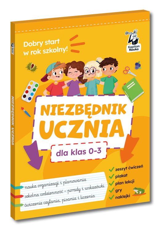 okładka Niezbędnik ucznia dla klas 0–3. Kapitan Nauka książka | Sabina Piłat