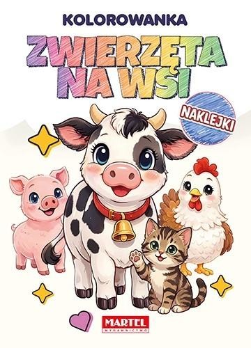 okładka Tęczowa kolorowanka Zwierzęta na wsi z naklejkami książka | Maciej Ratajczyk