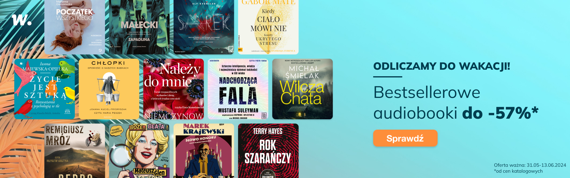 Grafika prowadzi do promocji: Odliczamy do wakacji! Bestsellery audio do -57%