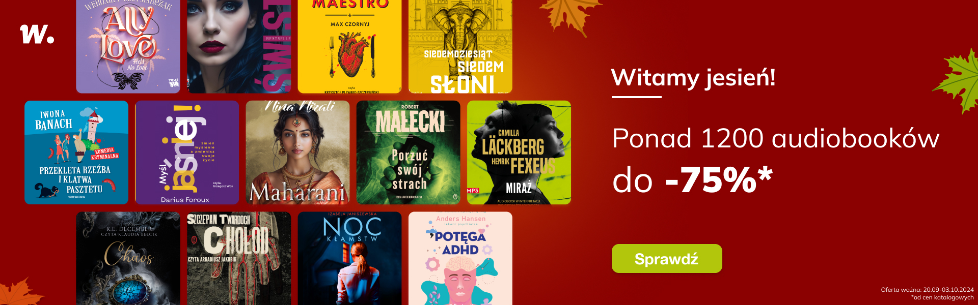 Grafika prowadzi do promocji: Witamy jesień! 1200 audiobooków do -75%