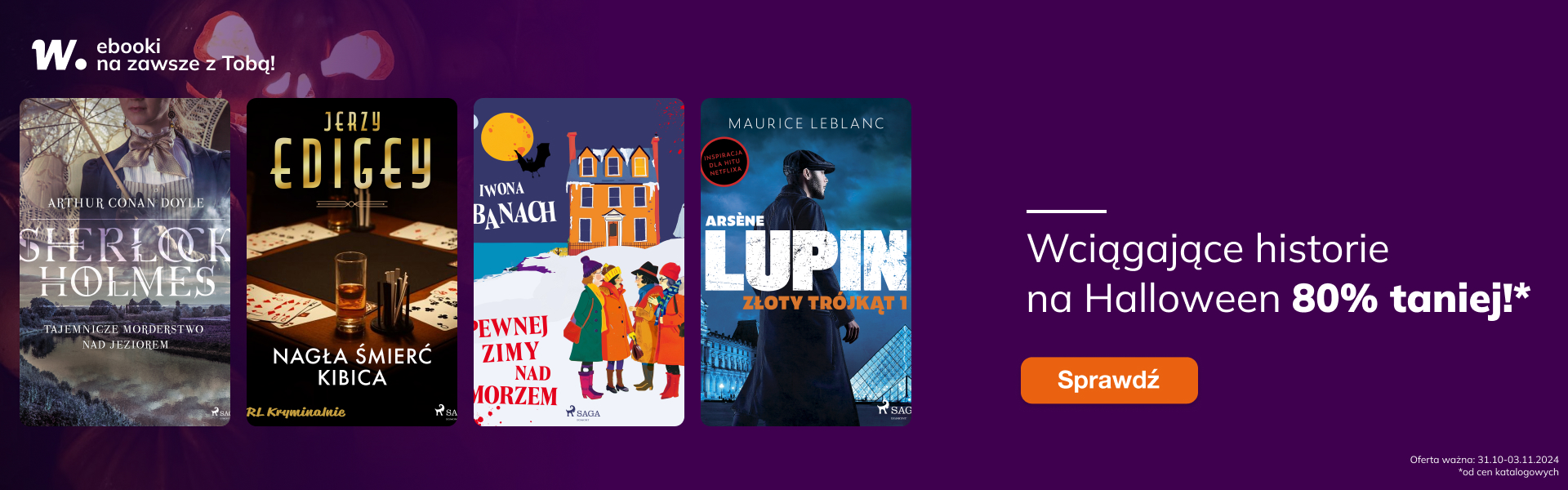 Grafika prowadzi do promocji: Halloween z Sagą Egmont. Ebooki -80%!