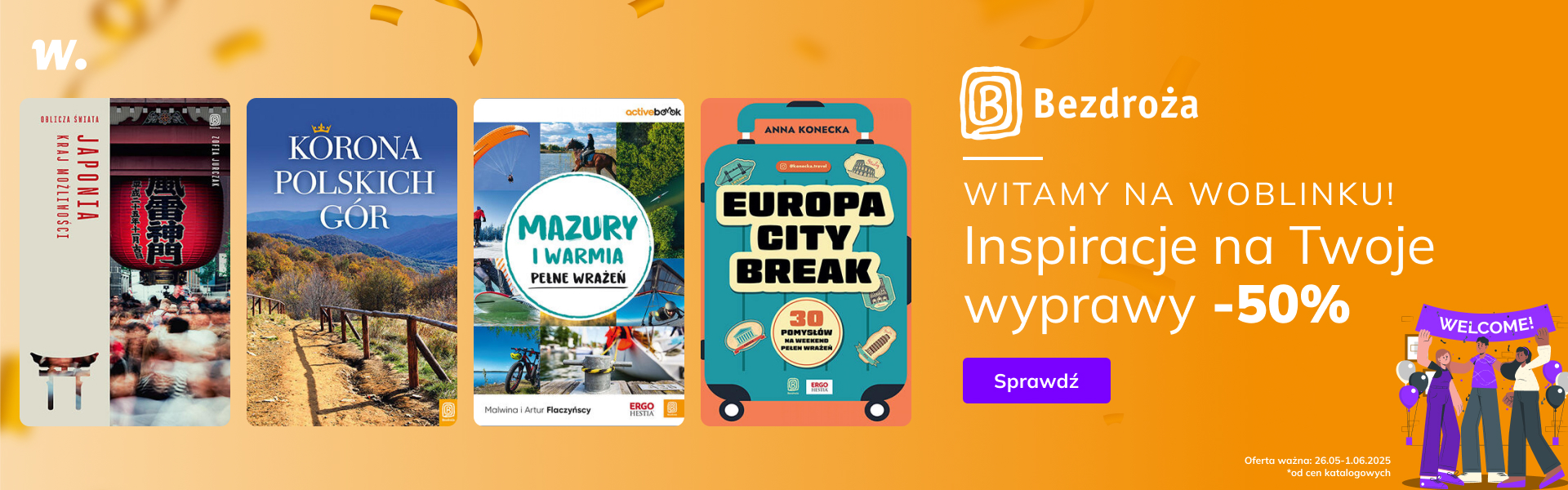 Grafika prowadzi do promocji: Witamy Wydawnictwo Bezdroża - ebooki -50%