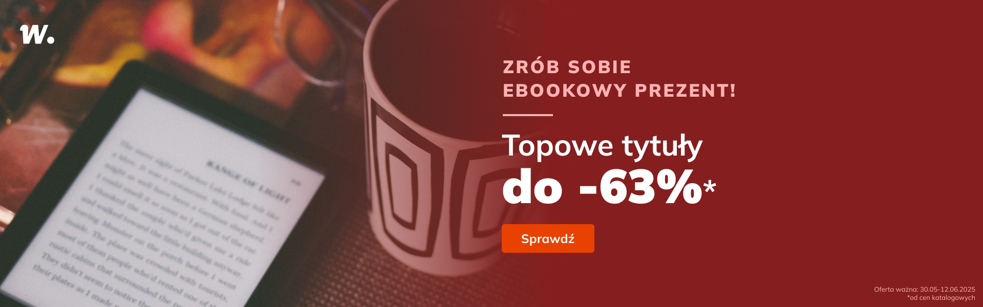 Grafika prowadzi do promocji: Zrób sobie prezent - ebooki do -63% baner