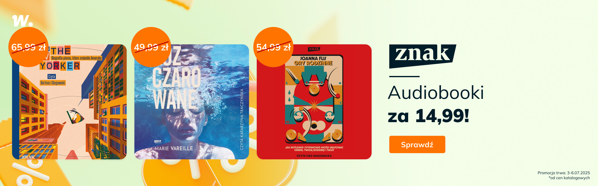 Grafika prowadzi do promocji: Znak. Audiobooki za 14,99!* - ebooki baner
