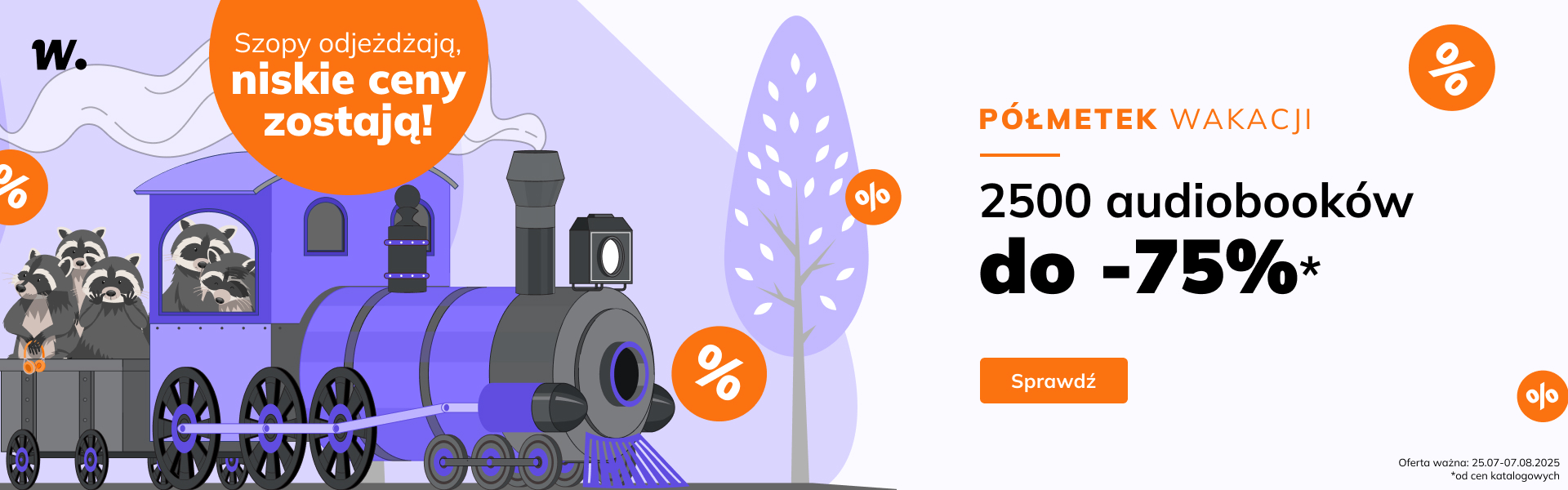 Grafika prowadzi do promocji: Półmetek wakacji. Audiobooki do -75%!