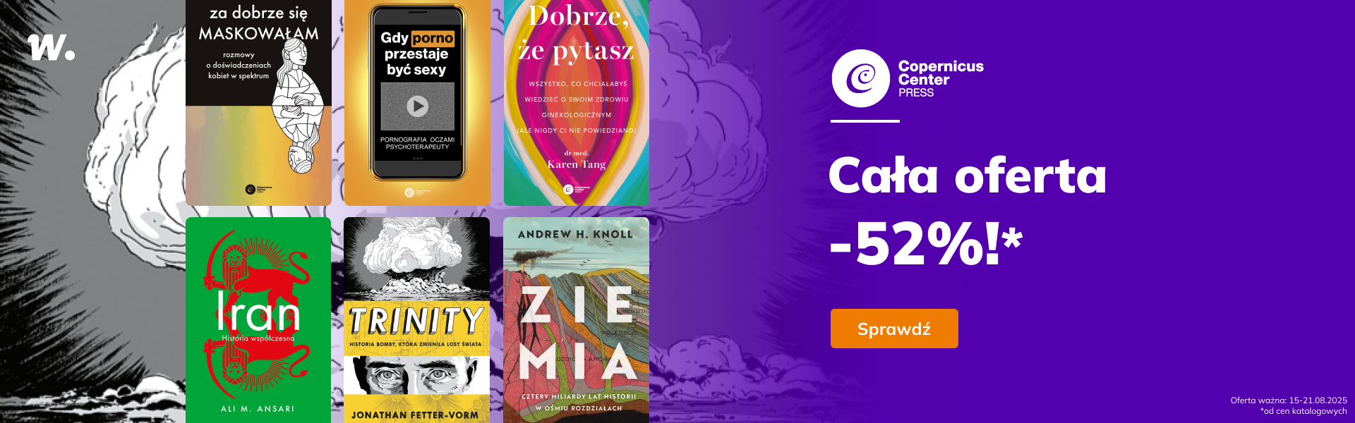 Grafika prowadzi do promocji: Copernicus Center Press: cała oferta -52%!