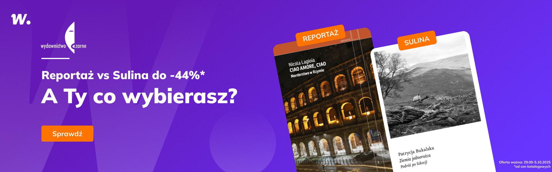 Grafika prowadzi do promocji: Wydawnictwo Czarne: reportaż vs Sulina do -44%