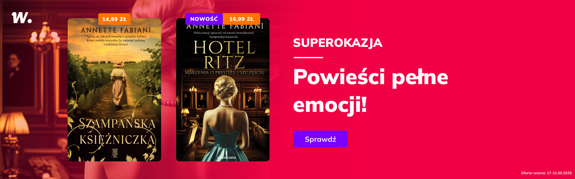 Grafika prowadzi do promocji: SuperOkazja - ebooki Annette Fabiani za 14,99 i 16,99 zł