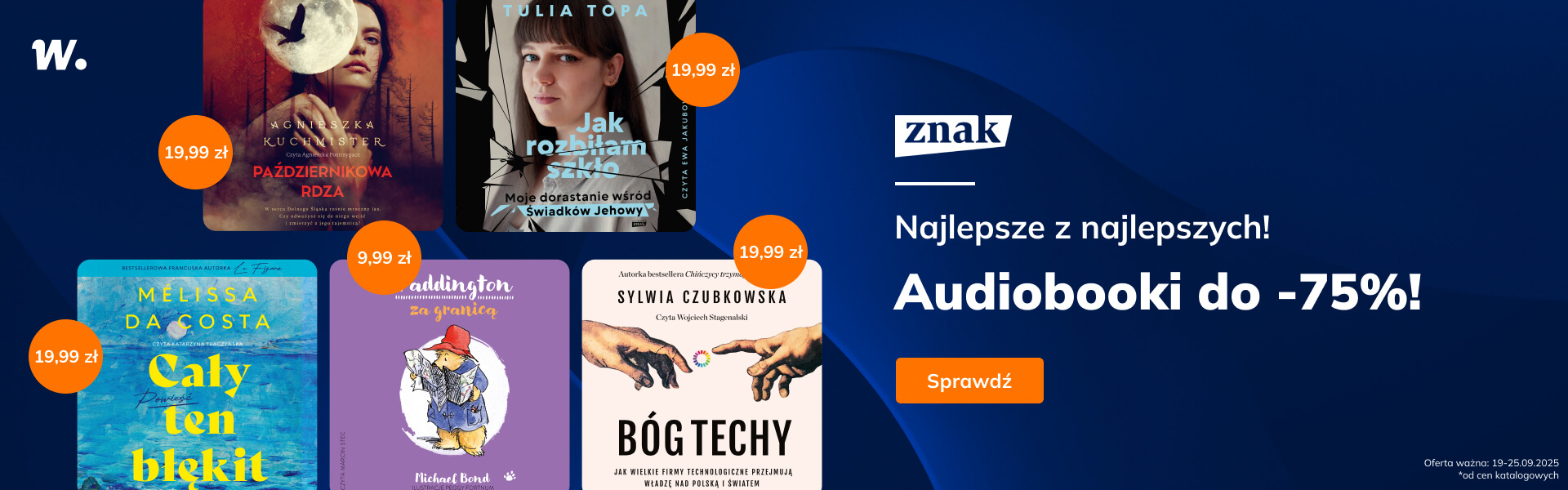 Grafika prowadzi do promocji: Znak. Najlepsze audiobooki do -75%!
