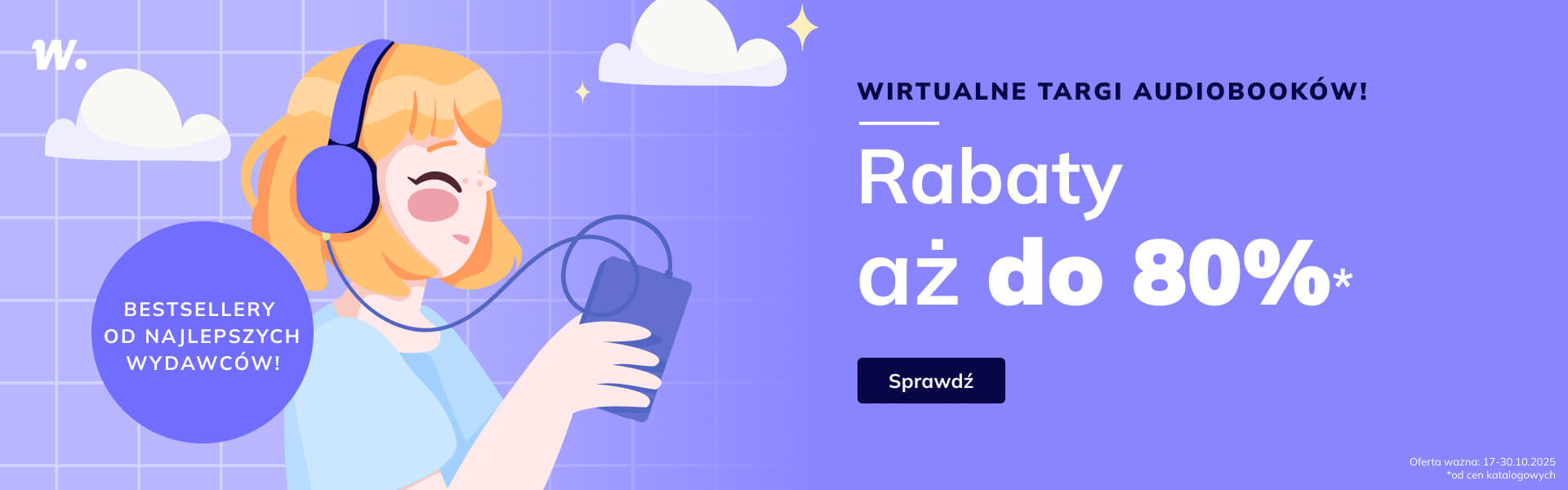 Grafika prowadzi do promocji: Wirtualne Targi Audiobooków- baner