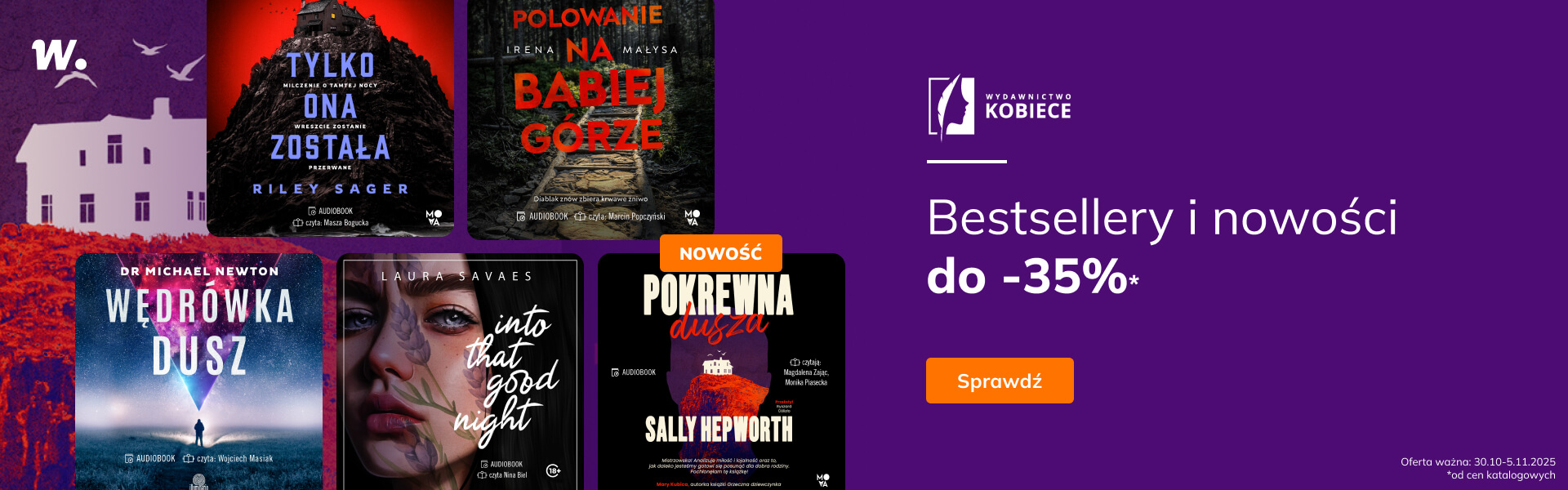 Grafika prowadzi do promocji: Wydawnictwo Kobiece. Bestsellery i nowości do -35%
