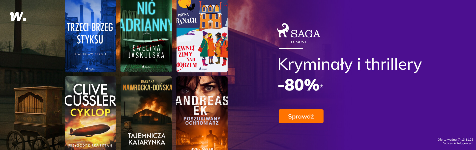 Grafika prowadzi do promocji: Wydawnictwo Saga - kryminały -80%