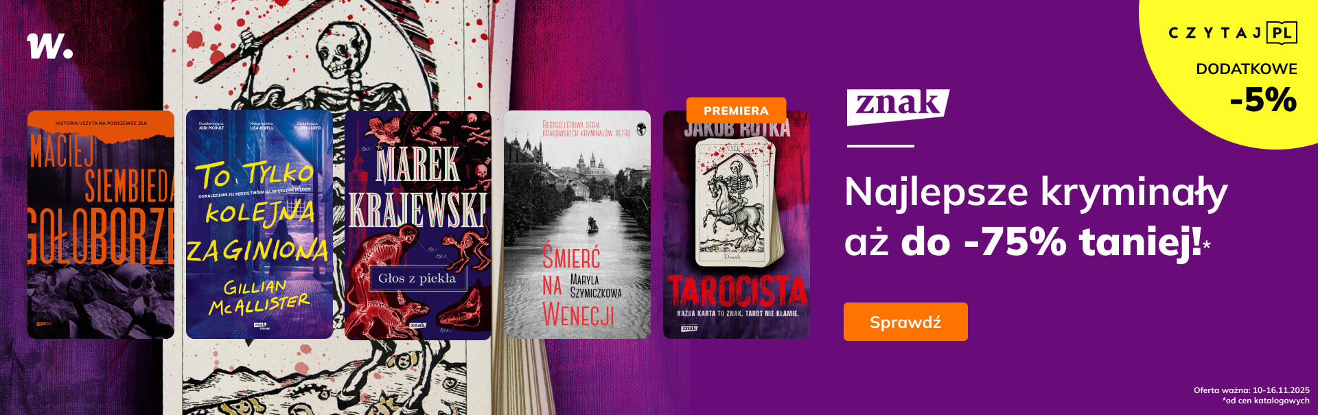 Grafika prowadzi do promocji: Kryminały Znaku do -75%