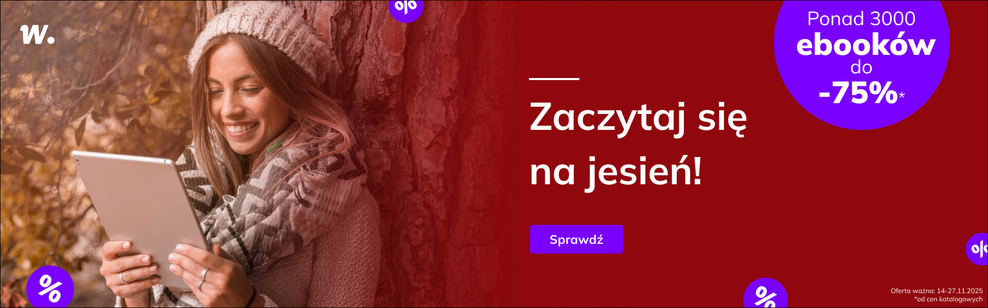 Grafika prowadzi do promocji: Zaczytaj się na jesień! Ponad 3000 ebooków do -75%