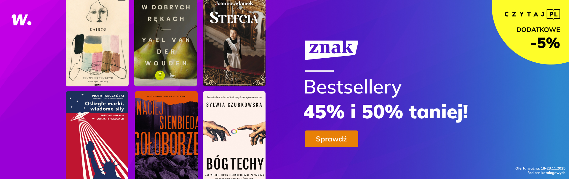 Grafika prowadzi do promocji: Bestsellery Znaku -45% i -50%