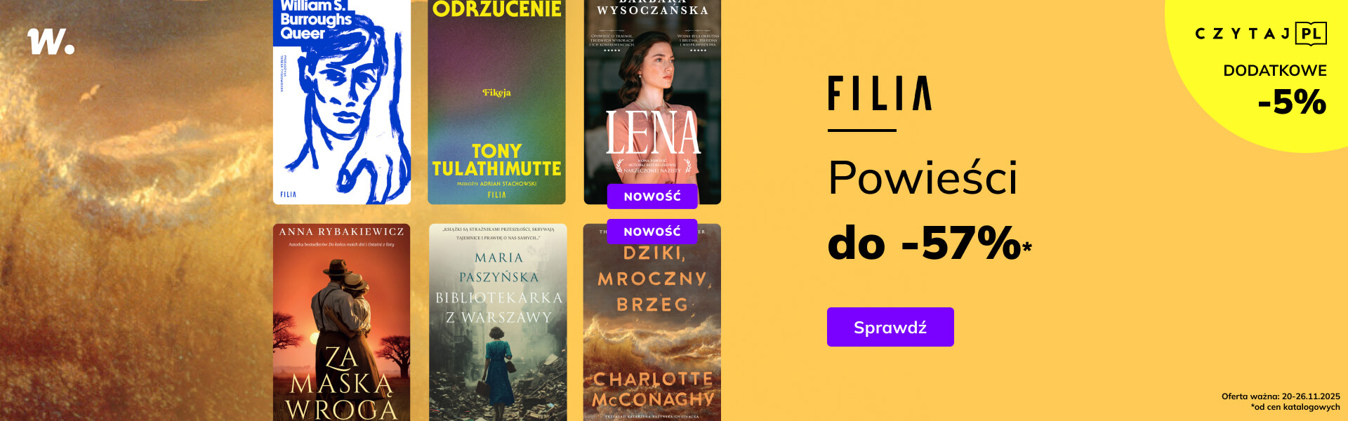 Grafika prowadzi do promocji: Wydawnictwo Filia: powieści do -57%