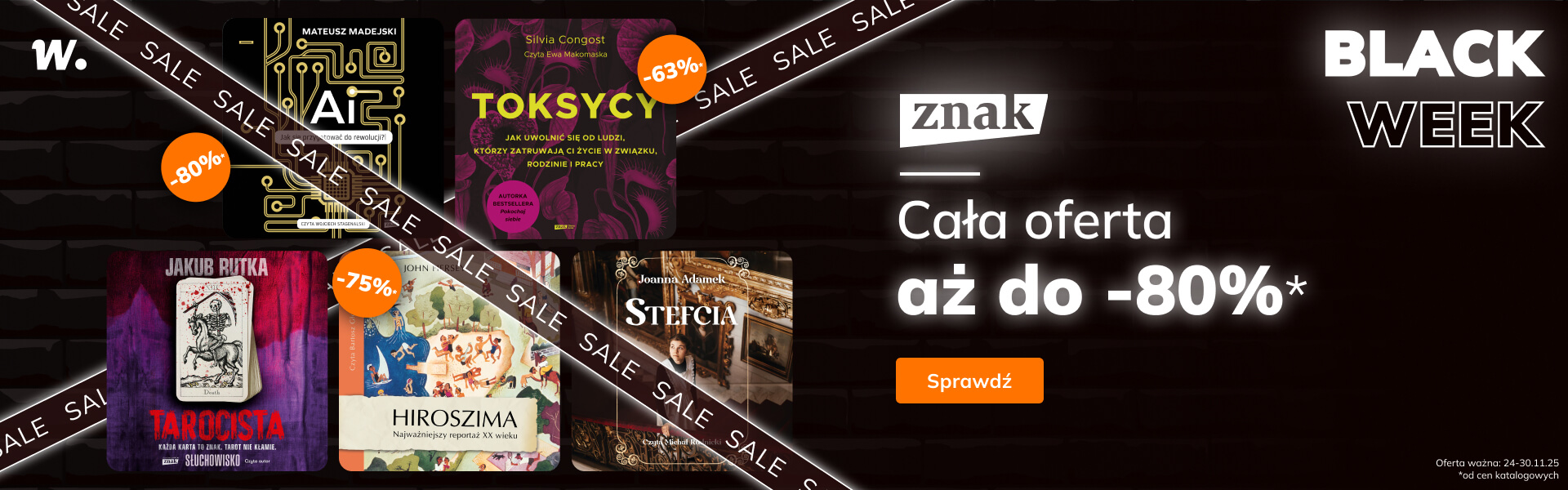 Grafika prowadzi do promocji: Znak. Black Week - audiobooki do -80%!*