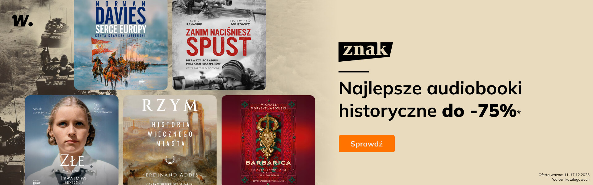 Grafika prowadzi do promocji: Znak. Audiobooki historyczne do -75%!*
