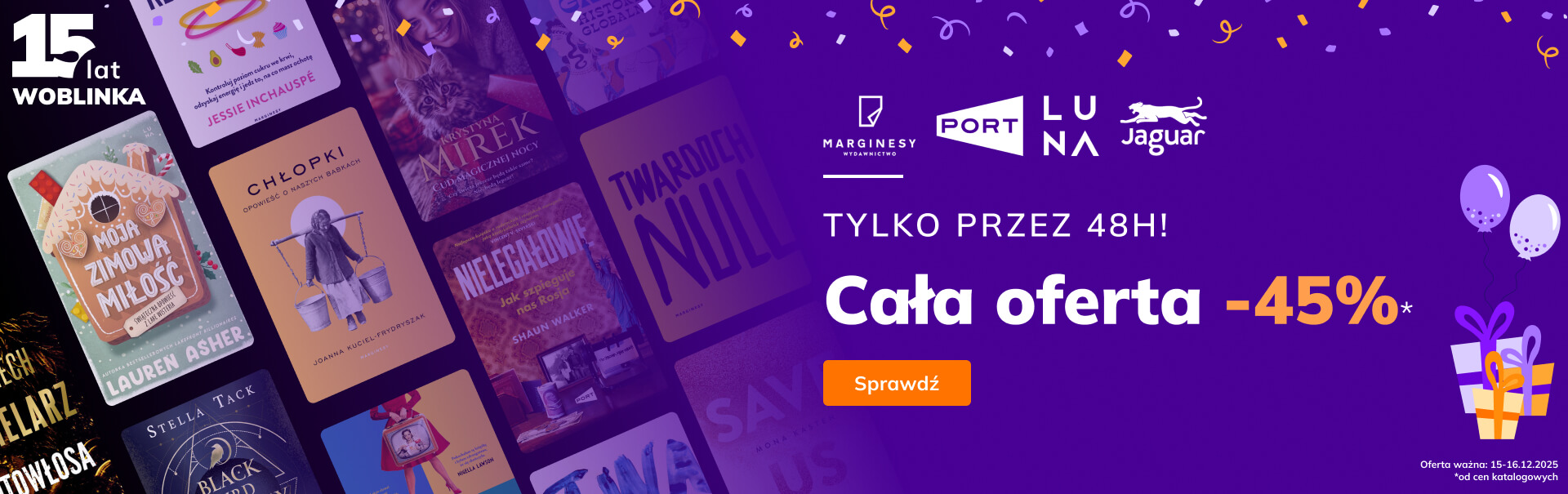 Grafika prowadzi do promocji: Urodziny - Marginesy, Jaguar, Port, Luna -45%