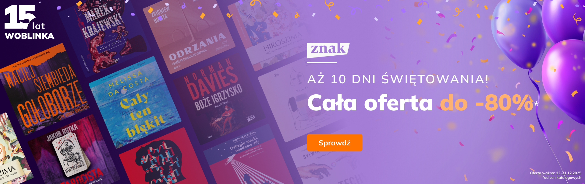 Grafika prowadzi do promocji: Urodziny - Znak do -80%
