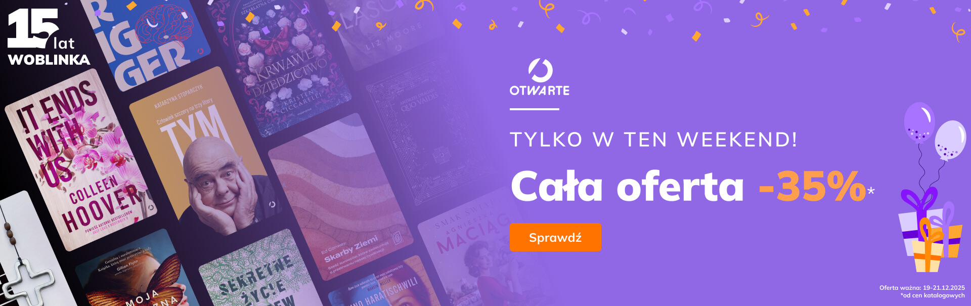 Grafika prowadzi do promocji: Wydawnictwo Otwarte -35% na 15 urodziny Woblinka