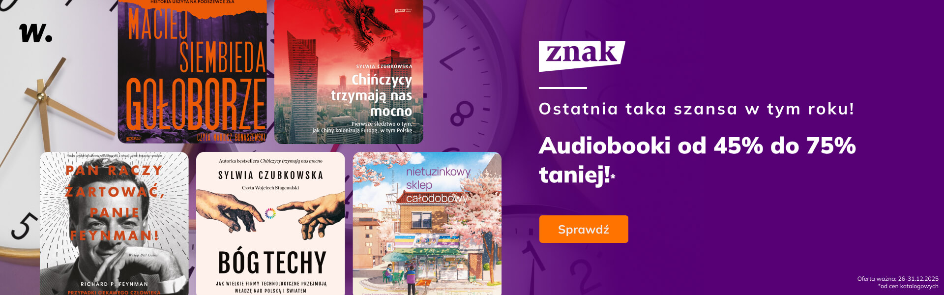 Grafika prowadzi do promocji: Pożegnanie roku ze Znakiem! Audiobooki do -75%!