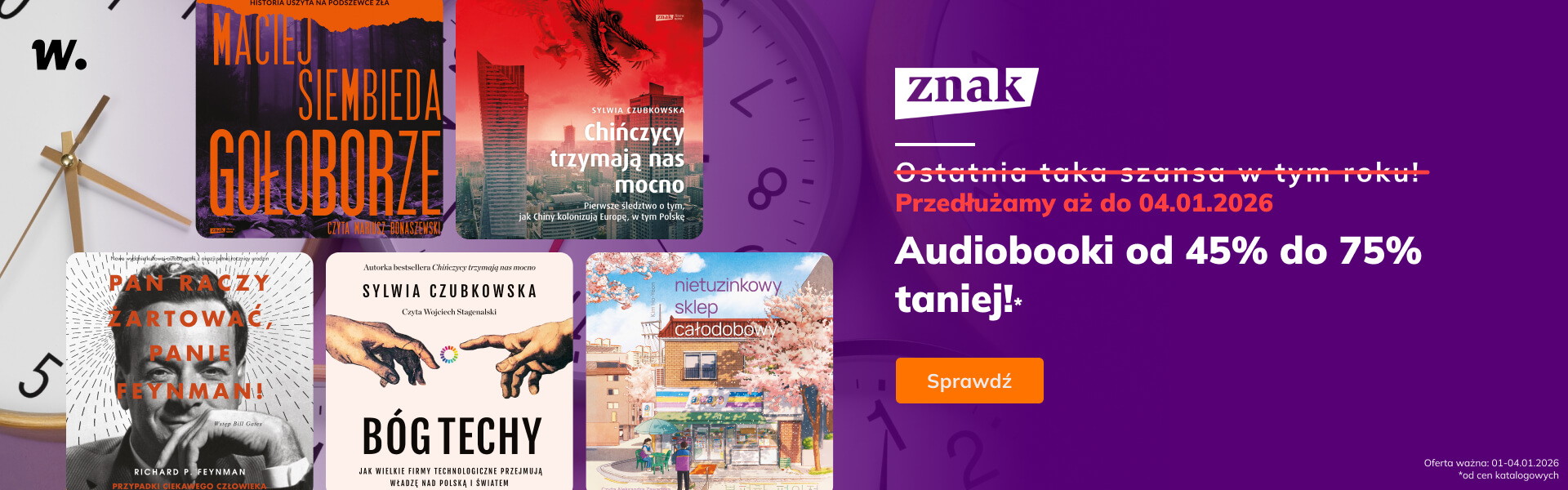 Grafika prowadzi do promocji: Przedłużamy!!! Pożegnanie roku ze Znakiem! Audiobooki do -75%!