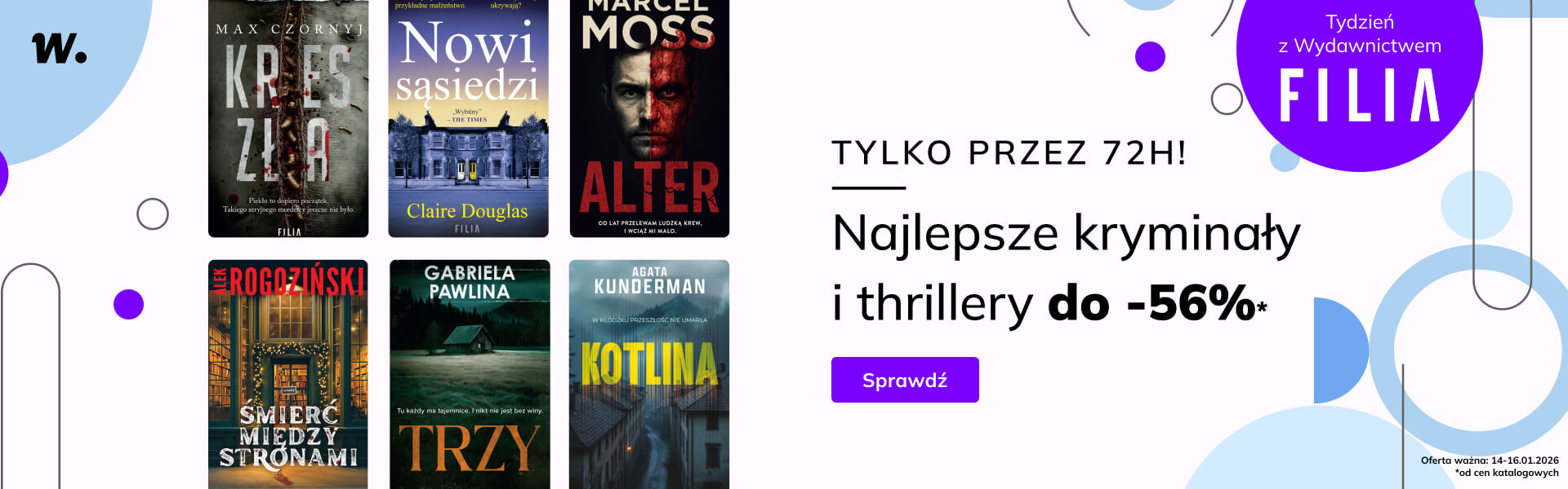 Grafika prowadzi do promocji: Tydzień z Wydawnictwem Filia - kryminały i thrillery do -56%