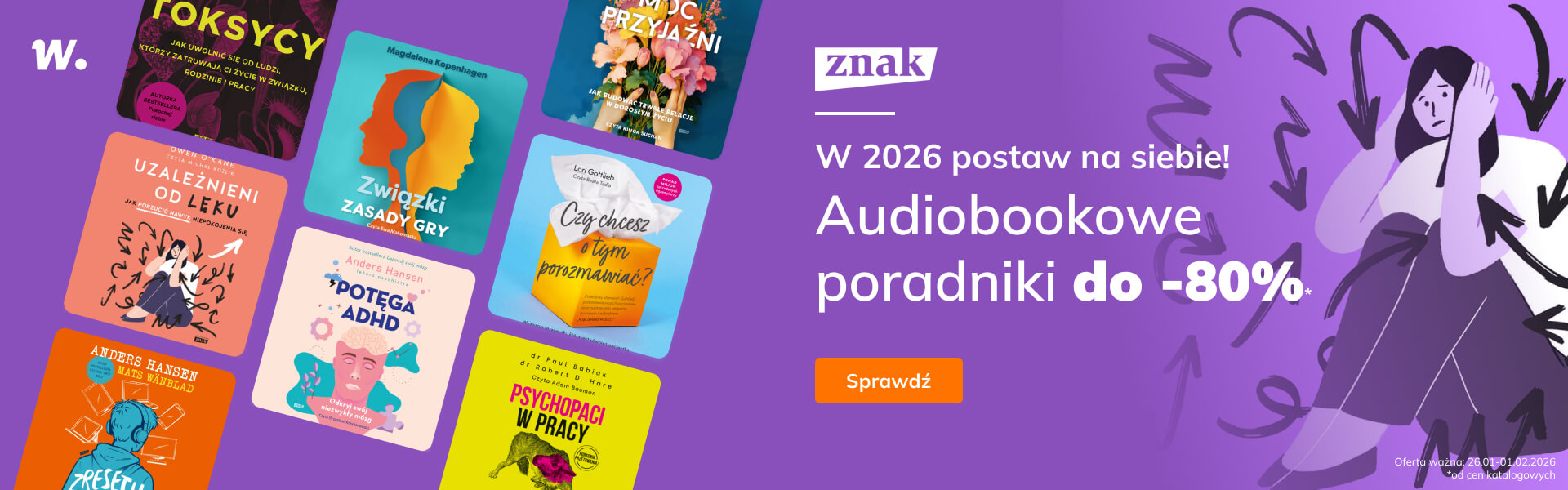 Grafika prowadzi do promocji: Znak. Audiobooki rozwojowe do -80%!
