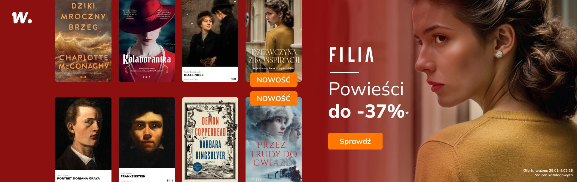 Grafika prowadzi do promocji: Wydawnictwo Filia - powieści do -37%