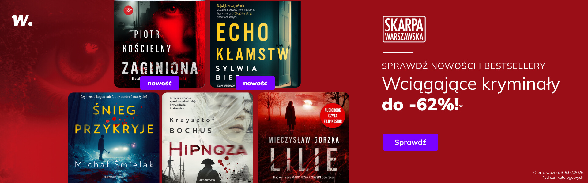 Grafika prowadzi do promocji: Skarpa Warszawska. Kryminały do -62%!