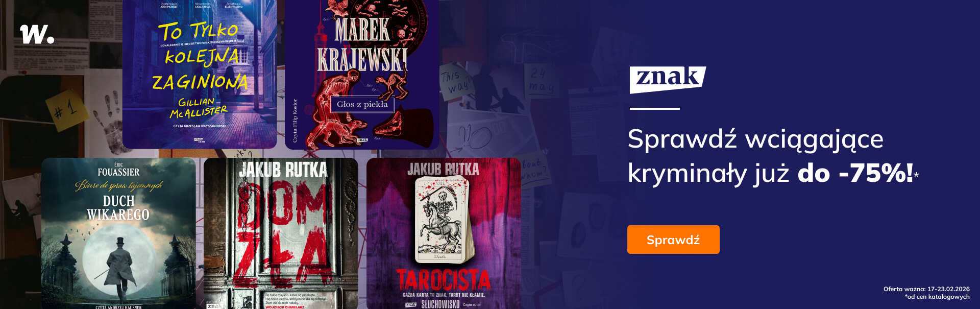 Grafika prowadzi do promocji: Wciągające kryminały Wydawnictwa Znak do -75%!
