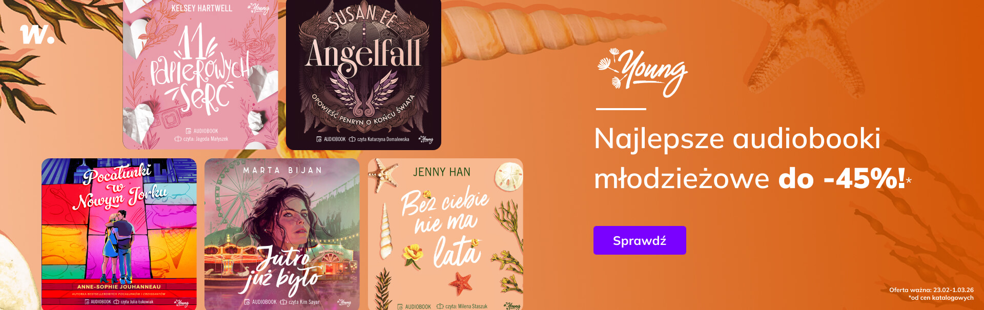 Grafika prowadzi do promocji: Wydawnictwo Young. Audiobooki do -45%