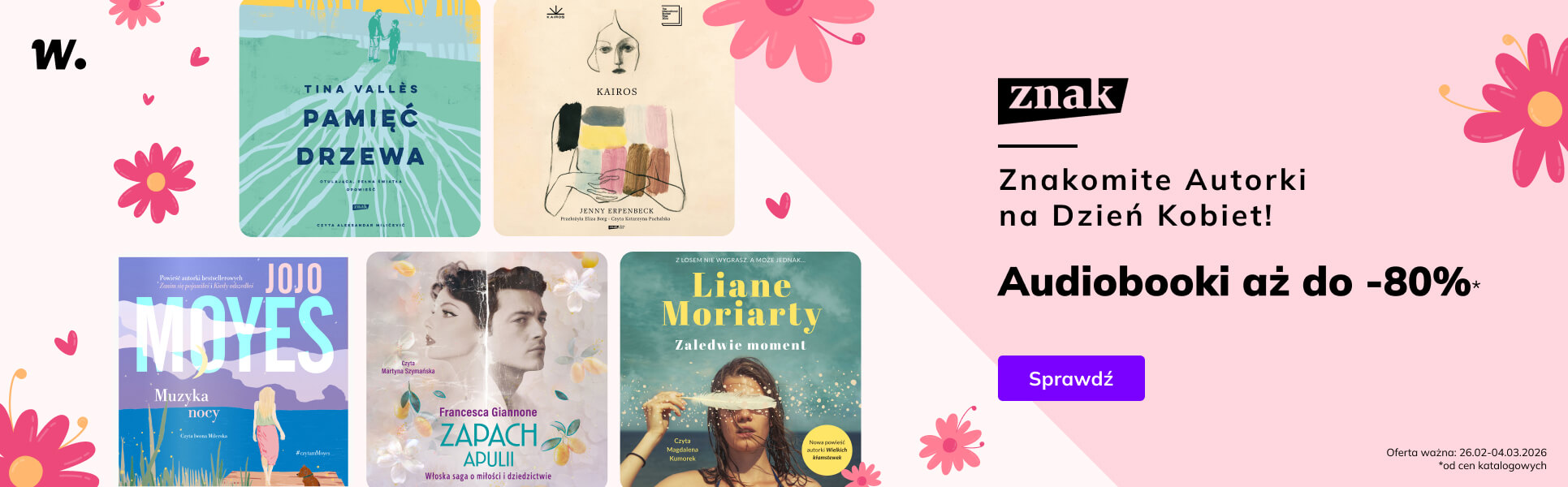 Grafika prowadzi do promocji: Znak. Audiobooki na Dzień Kobiet do -80%!