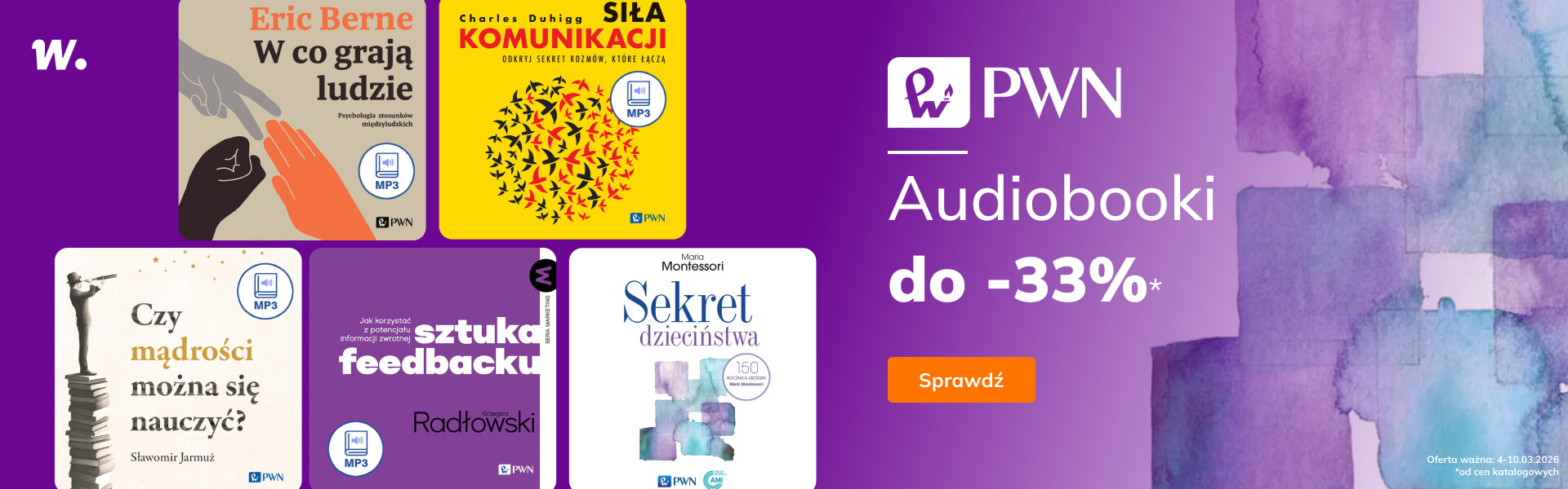 Grafika prowadzi do promocji: PWN. Wybrane audiobooki do -33%
