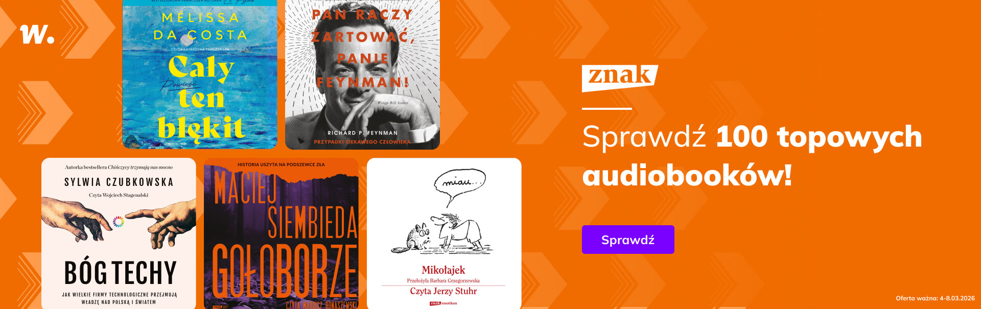 Grafika prowadzi do promocji: Znak. Top 100 audiobooków do -80%!