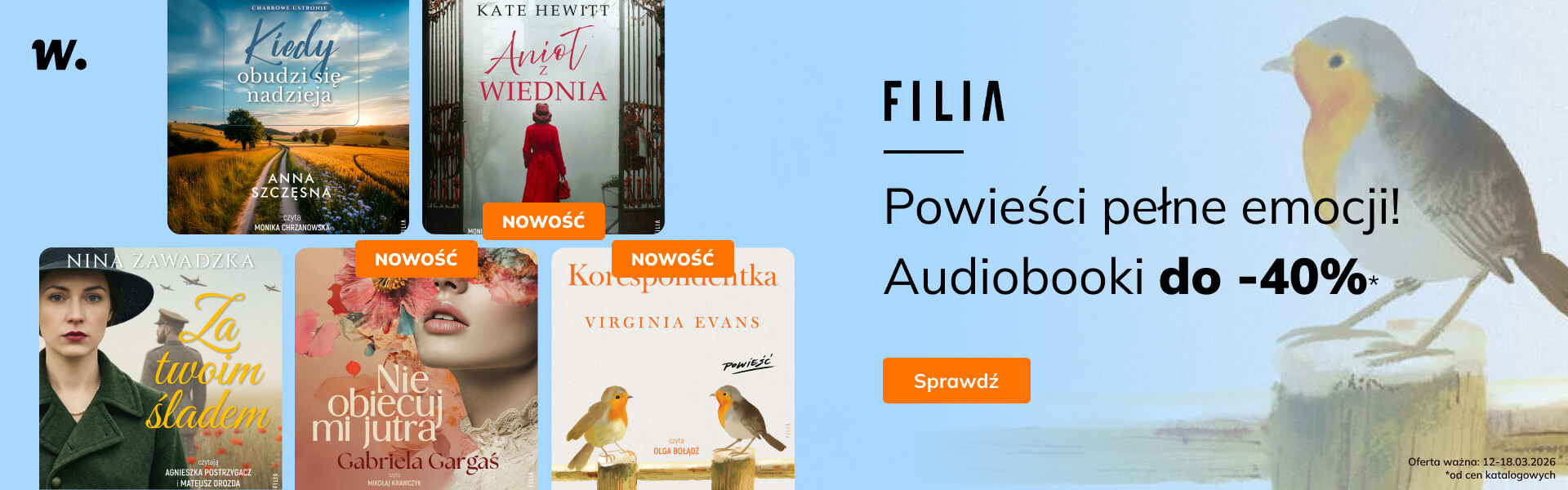 Grafika prowadzi do promocji: Filia. Powieści pełne emocji! Audiobooki do -40%