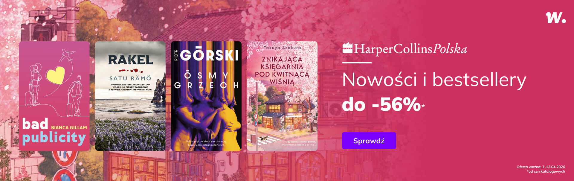 Grafika prowadzi do promocji: Wydawnictwo HarperCollins - nowości i bestsellery do -56%