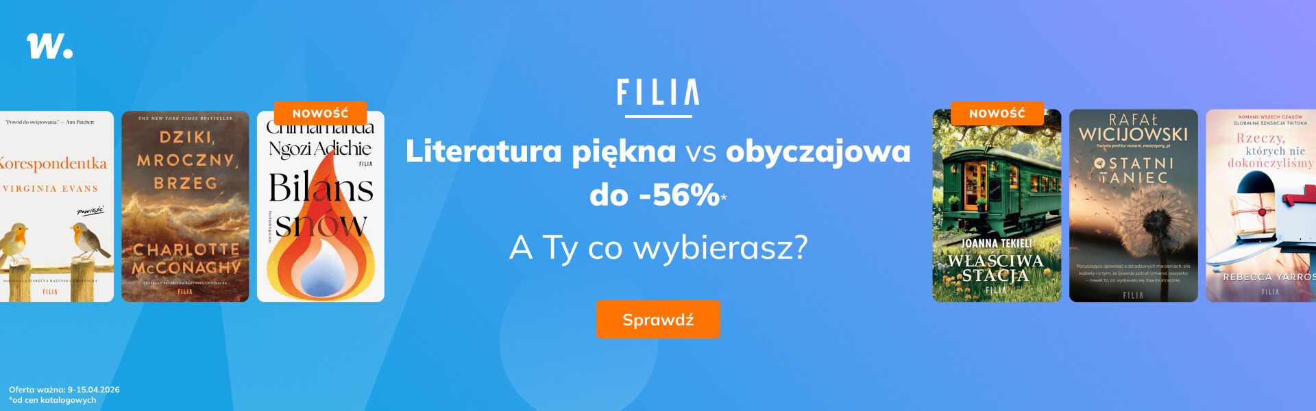 Grafika prowadzi do promocji: Wydawnictwo Filia: literatura piękna vs obyczajowa do -56%