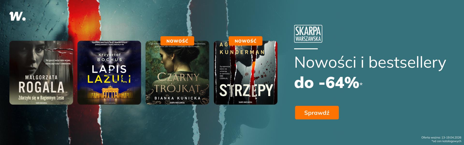 Grafika prowadzi do promocji: Skarpa Warszawska. Nowości i bestsellery do -64%!
