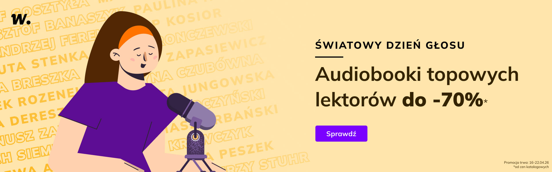 Grafika prowadzi do promocji: Audiobooki topowych lektorów do -70%*