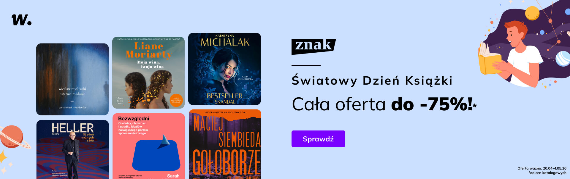 Grafika prowadzi do promocji: Światowy Dzień Książki z Wydawnictwem Znak
